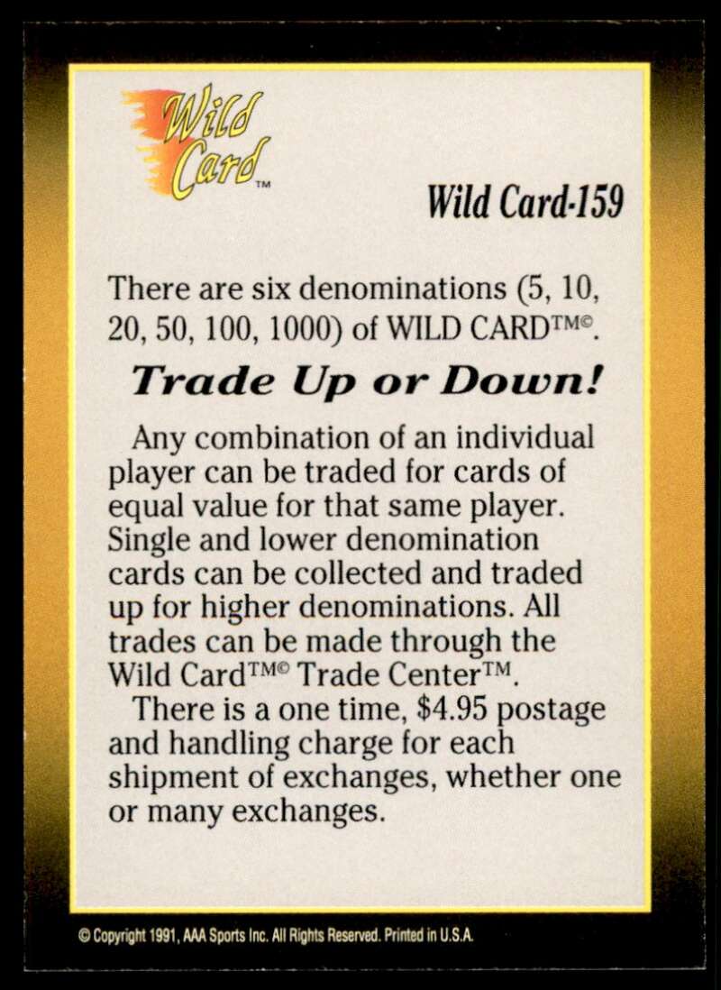 Checklist 3 Card 1991 Wild Card 100 Stripe #159 Image 2