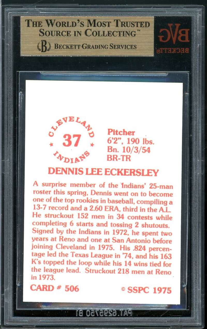 Dennis Eckersley Rookie Card 1976 SSPC #506 BGS 9.5 Image 2