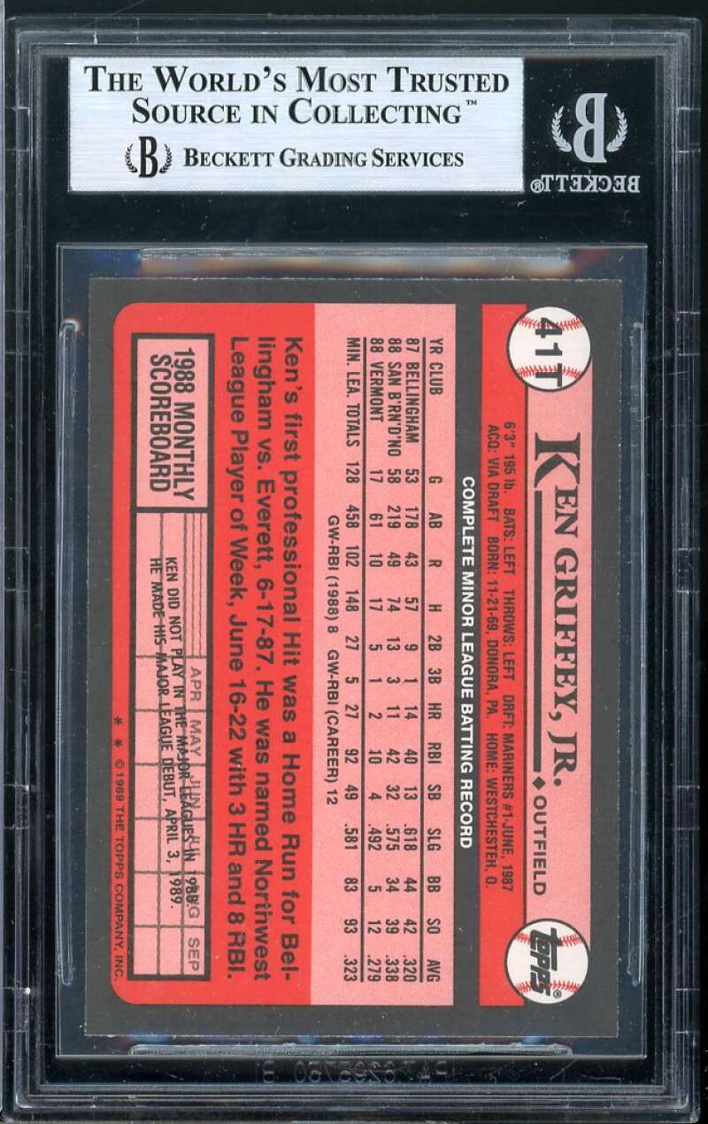 Ken Griffey Rookie Card 1989 Topps Traded #40T BGS 9 Image 2