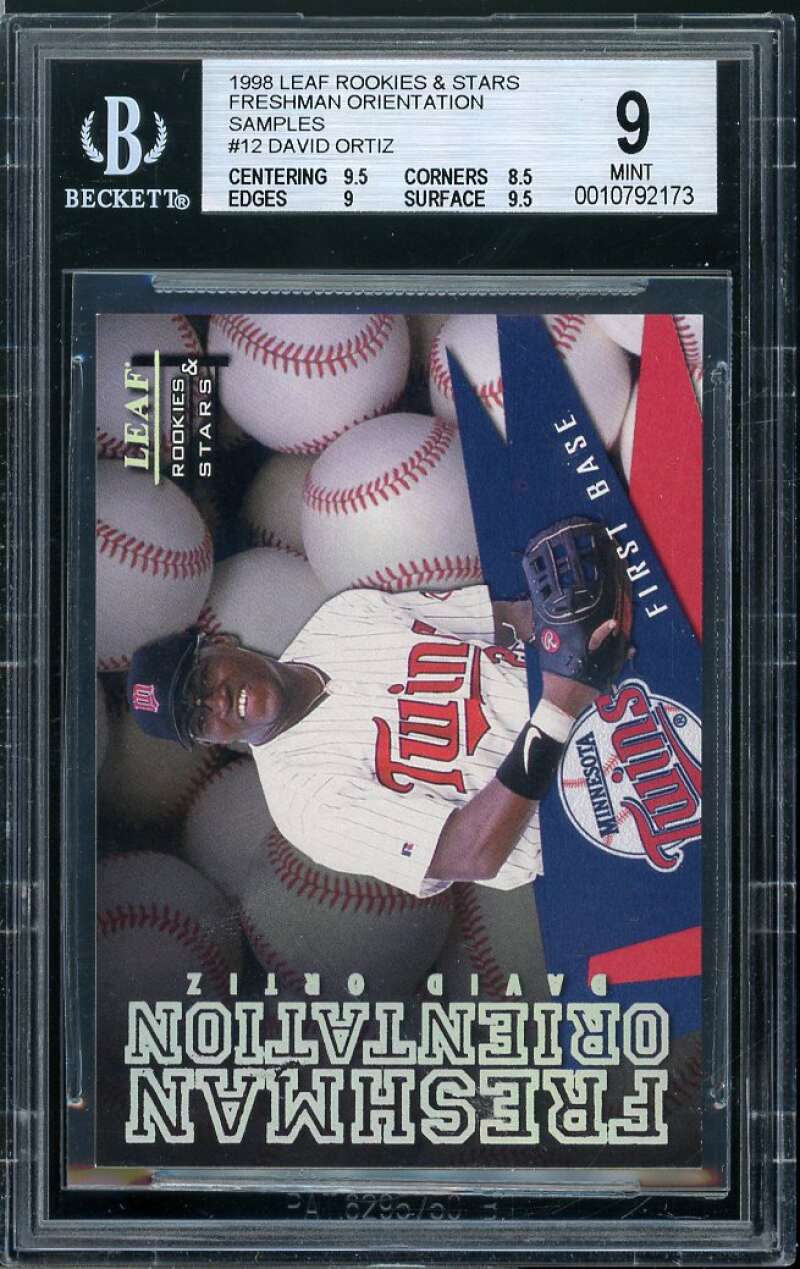 David Ortiz 1998 Leaf Rookies nStars Freshman Samples (pop 1) BGS 9 Image 1