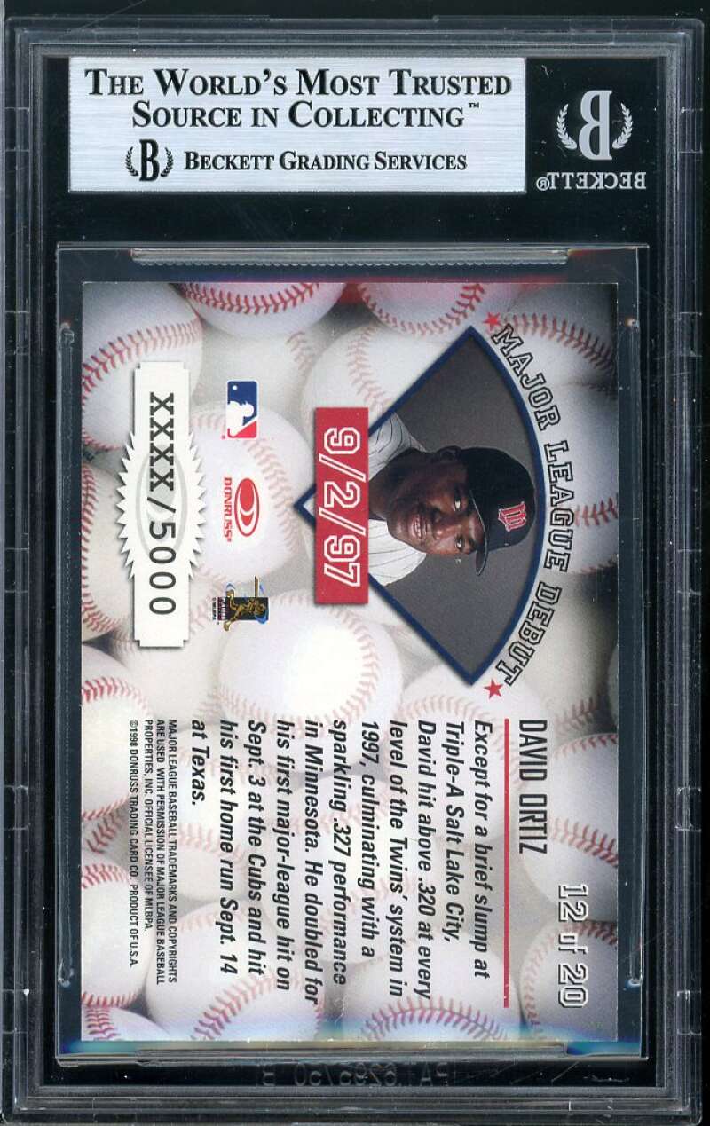 David Ortiz 1998 Leaf Rookies nStars Freshman Samples (pop 1) BGS 9 Image 2