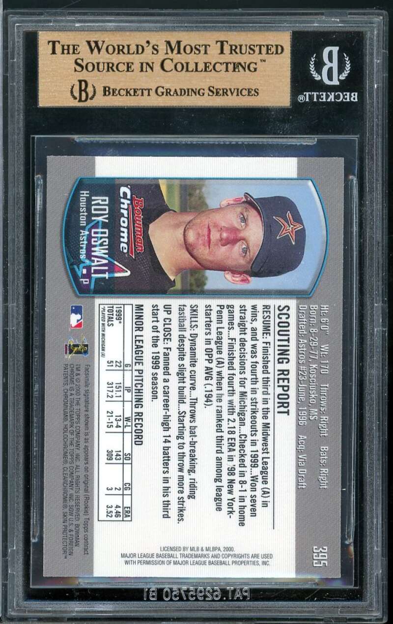 Roy Oswalt Rookie Card 20000 Bowman Chrome #395 BGS 9.5 (9 9.5 10 9.5) Image 2