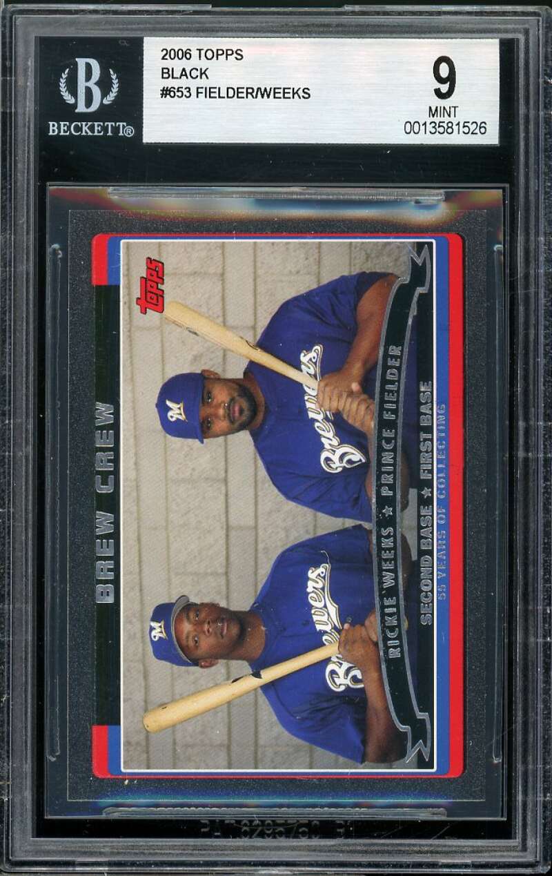 Rickie Weeks/Prince FIelder Rookie Card 2006 Topps Black #653 (pop 1) BGS 9 Image 1