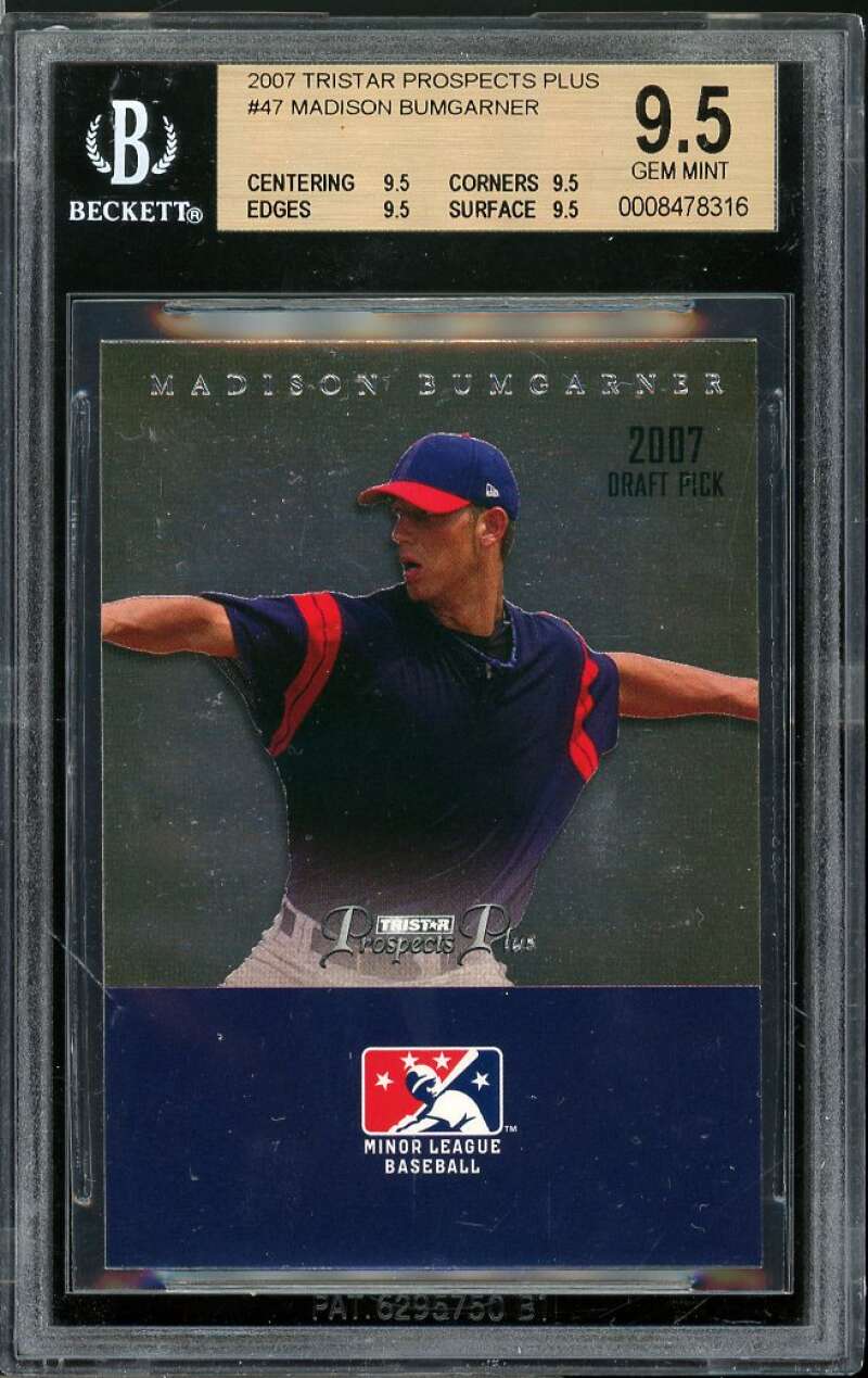 Madison Bumgarner Rookie 2007 Tristar Prospects #47 BGS 9 (9.5 9.5 9.5 9.5) Image 1