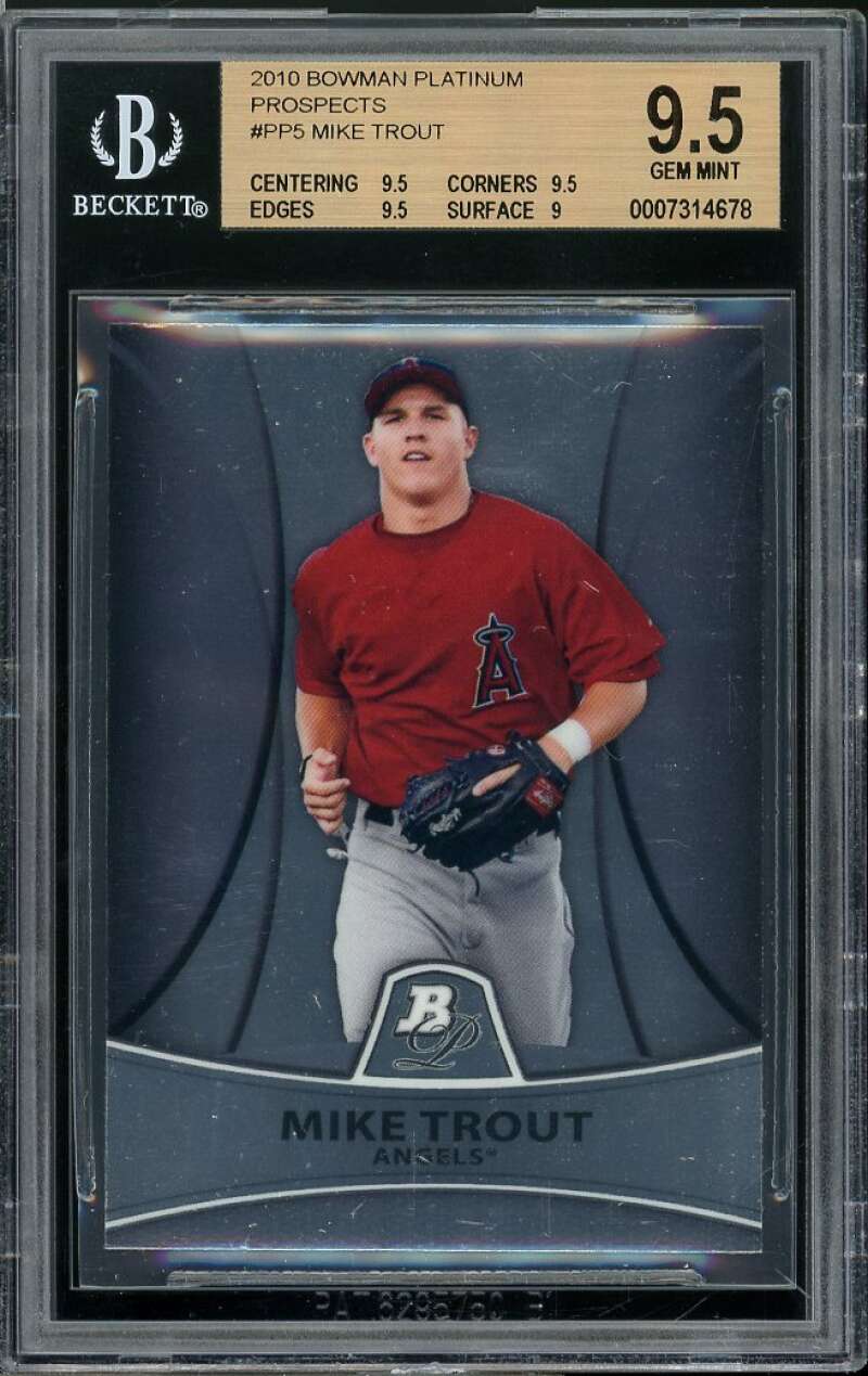 Mike Trout Rookie 2010 Bowman Platinum Prospects #PP5 BGS 9.5 (9.5 9.5 9.5 9) Image 1