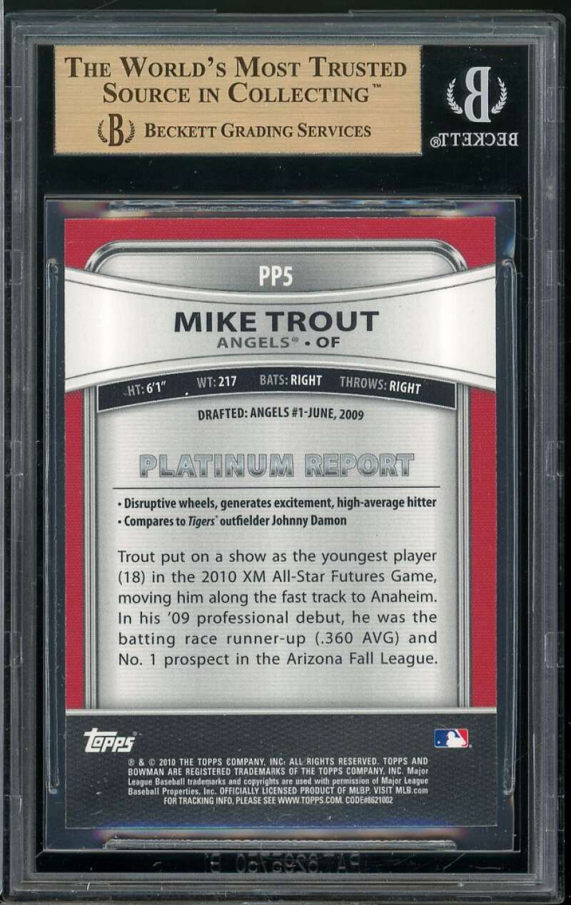 Mike Trout Rookie Card 2010 Bowman Platinum Prospects #PP5