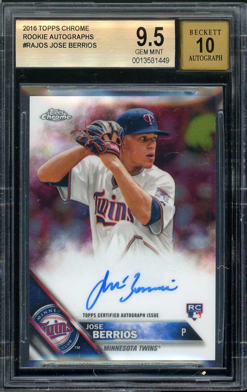 Jose Berrios Rookie Card 2016 Topps Chrome Rookie Autographs #RA-JOS BGS 9.5 Image 1