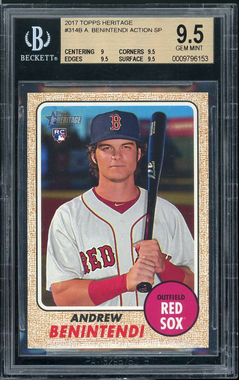 Andrew Benintendi Rookie Card 2017 Topps Heritage #314b BGS 9.5 (9 9.5 9.5 9.5) Image 1