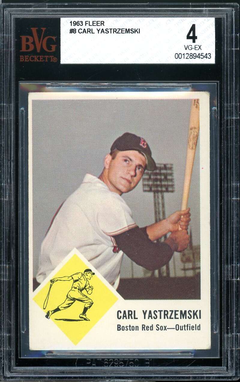 Carl Yastrzemski Card 1963 Fleer #8 BGS BVG 4 Image 1