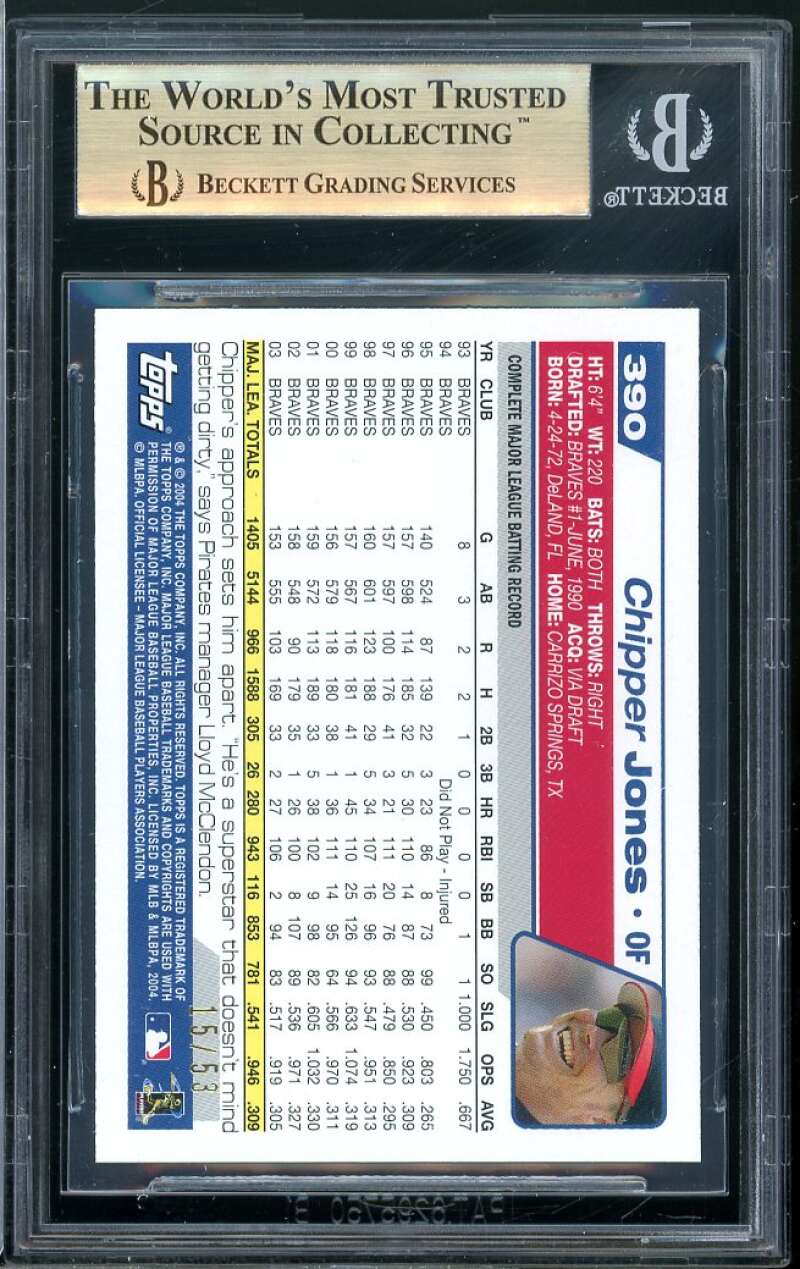 Chipper Jones Card 2004 Topps Black #390 (pop 1) BGS 9.5 Image 2