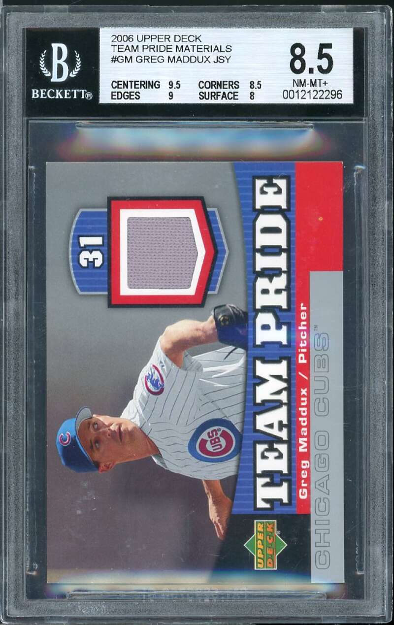 Greg Maddux Card 2006 Upper Deck Team Pride Materials #GM BGS 8.5 (9.5 8.5 9 8) Image 1