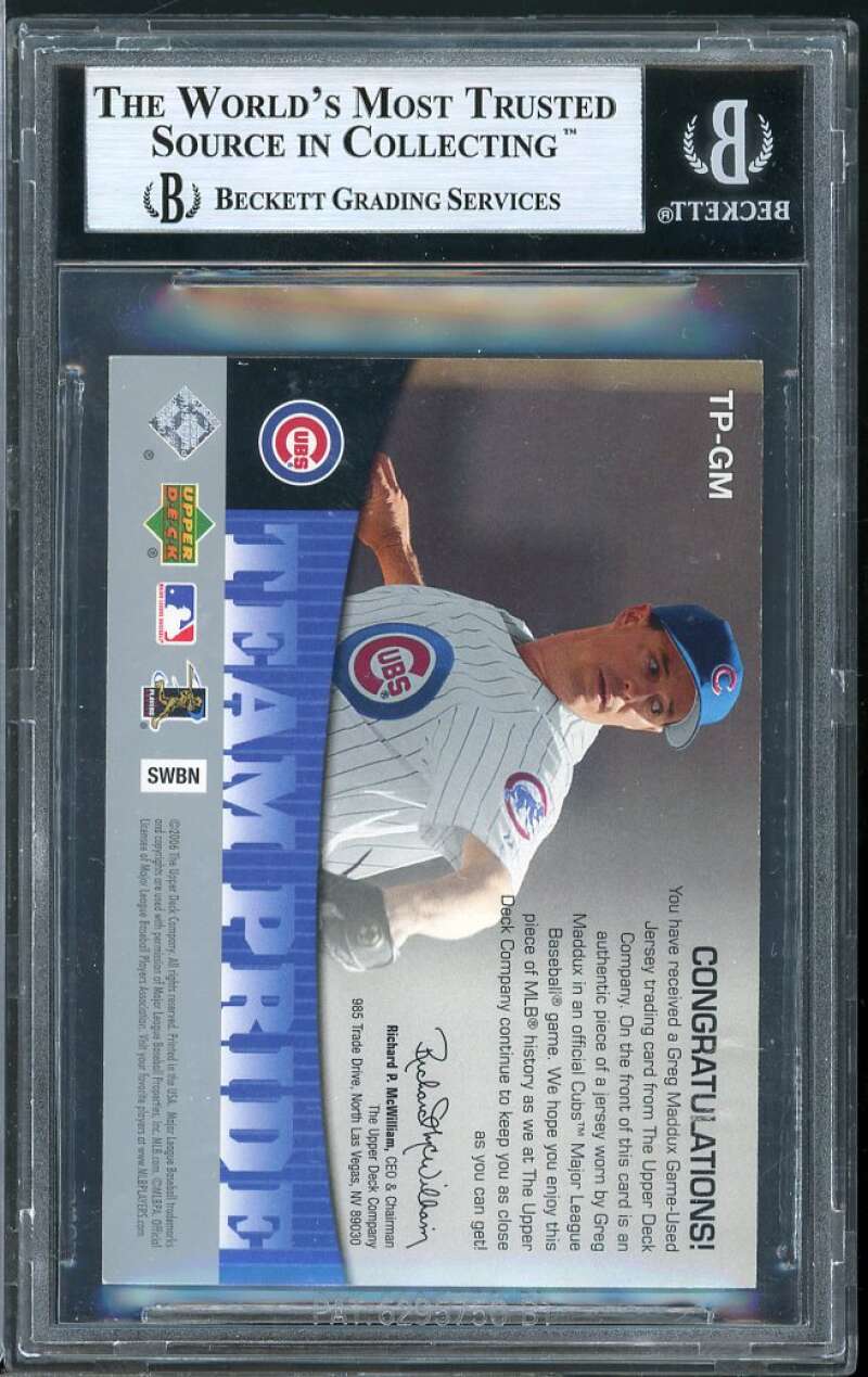 Greg Maddux Card 2006 Upper Deck Team Pride Materials #GM BGS 8.5 (9.5 8.5 9 8) Image 2