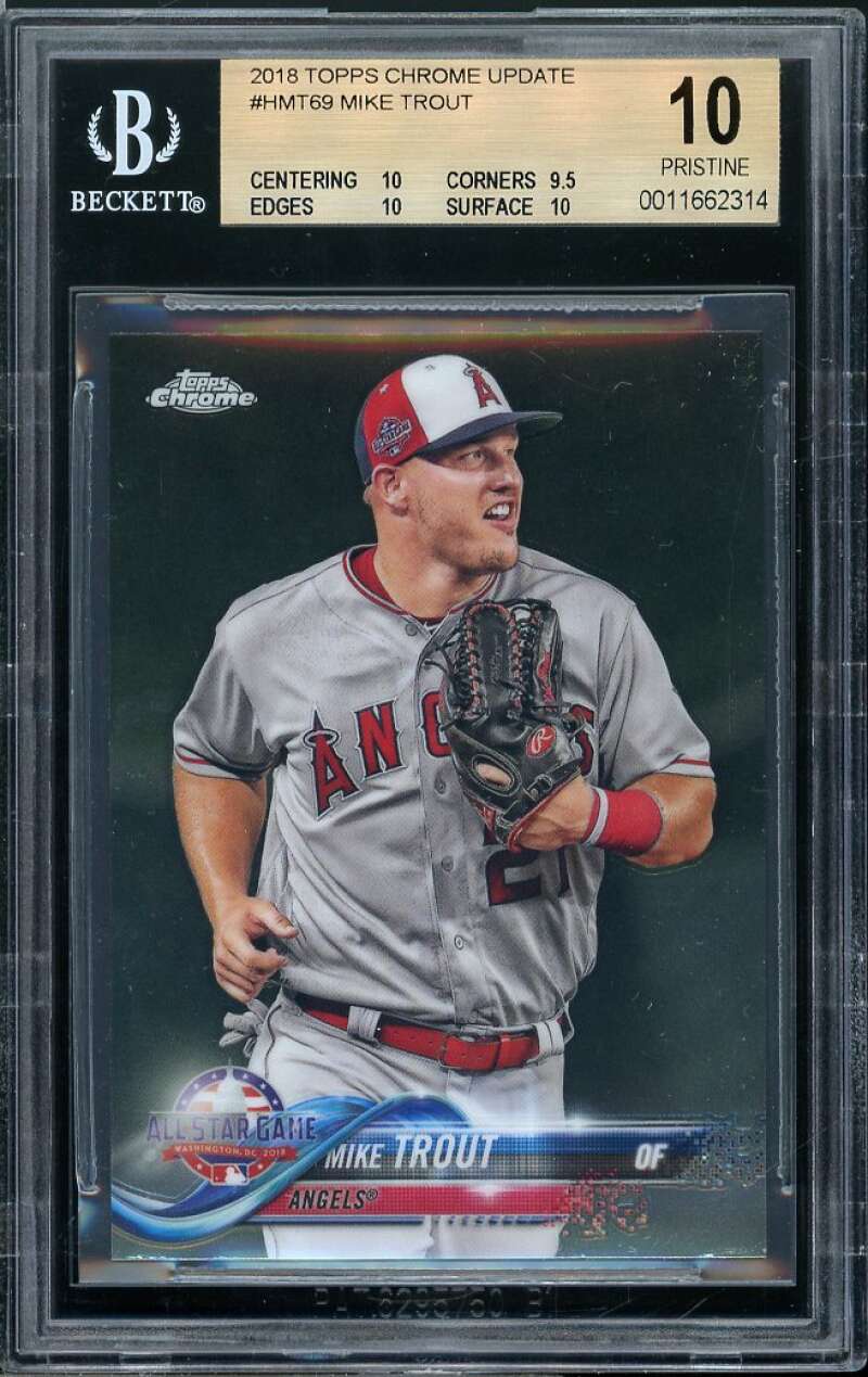 Mike Trout Card 2018 Topps Chrome Update #HMT69 (PRISTINE) BGS 10 Image 1