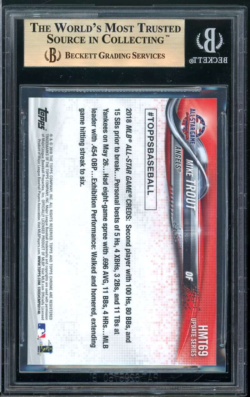 Mike Trout Card 2018 Topps Chrome Update #HMT69 (PRISTINE) BGS 10 Image 2