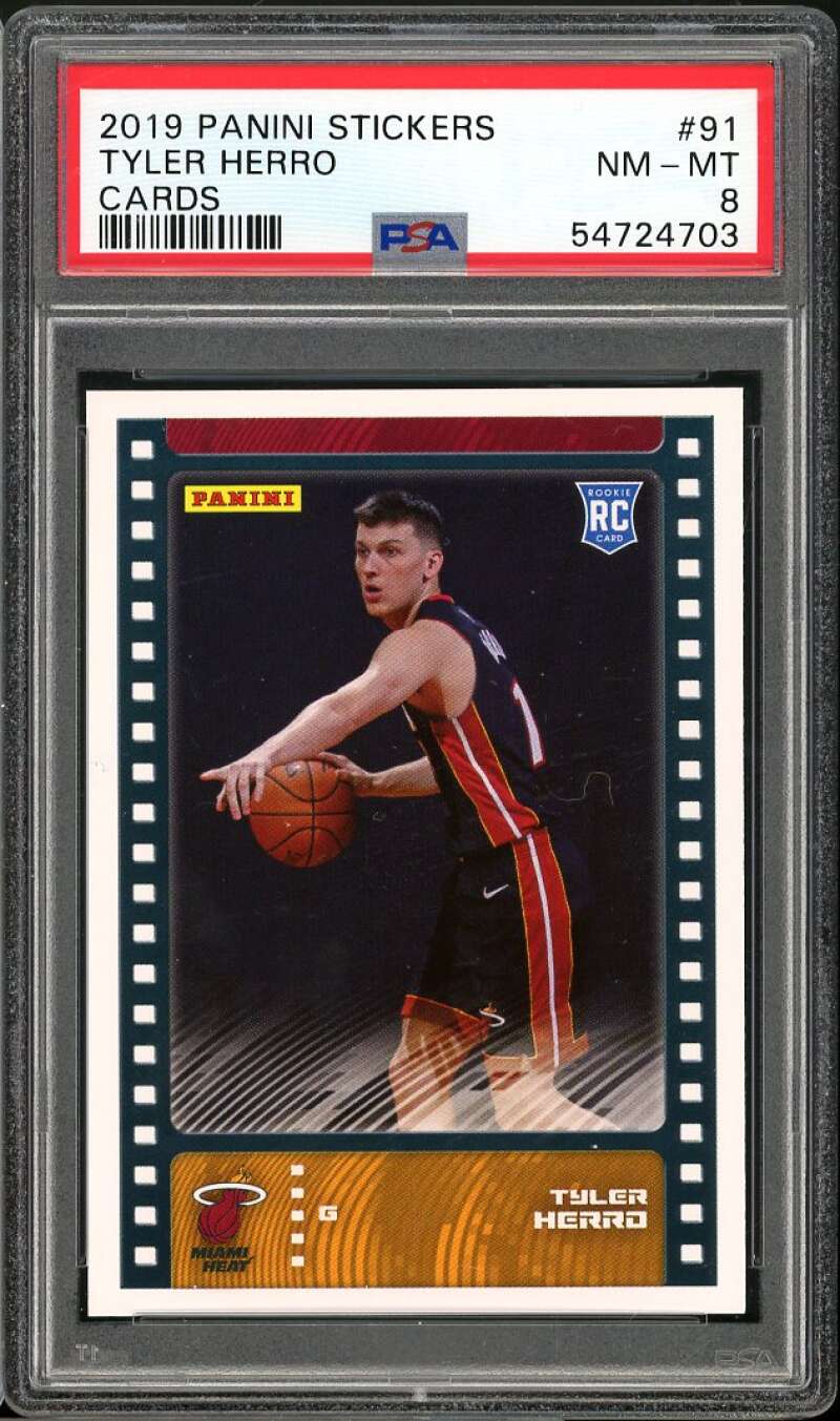 Tyler Herro Rookie Card 2019-20 Panini Stickers Cards #91 PSA 8 Image 1