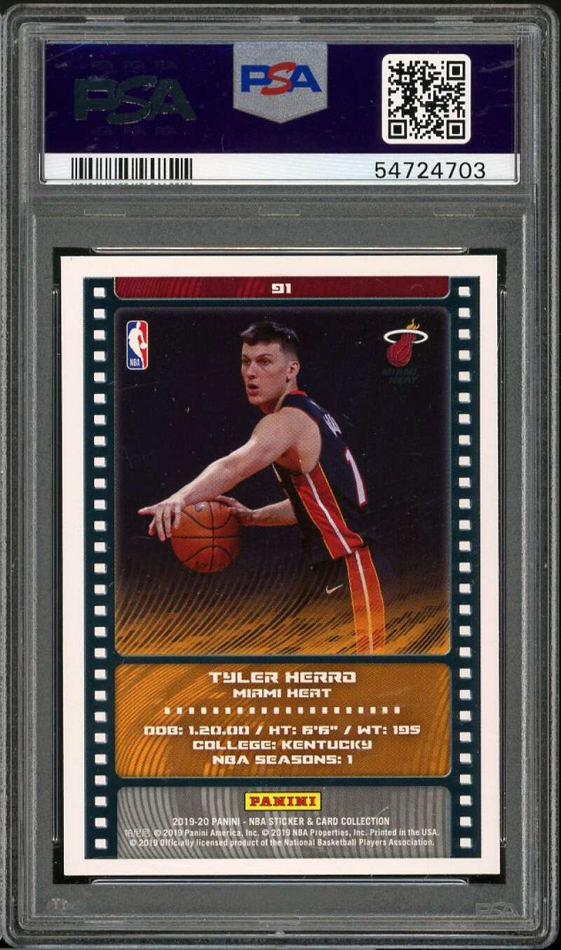 Tyler Herro Rookie Card 2019-20 Panini Stickers Cards #91 PSA 8 Image 2