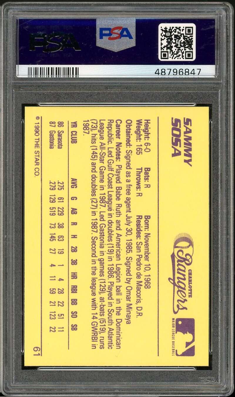 Sammy Sosa Rookie Card 1990 Star #61 PSA 9 Image 2