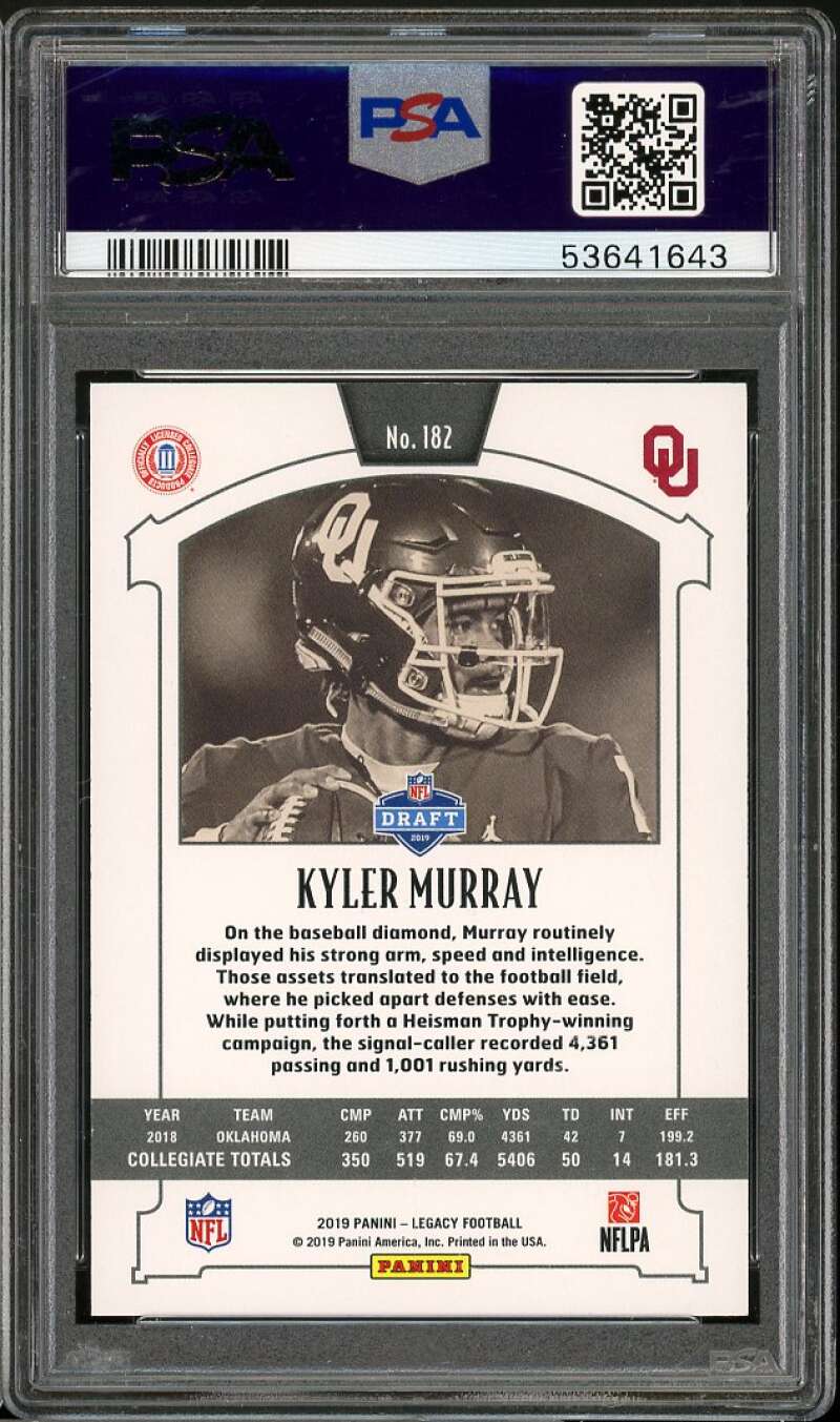 Kyler Murray Rookie Card 2019 Panini Legacy Green #182 PSA 8 Image 2