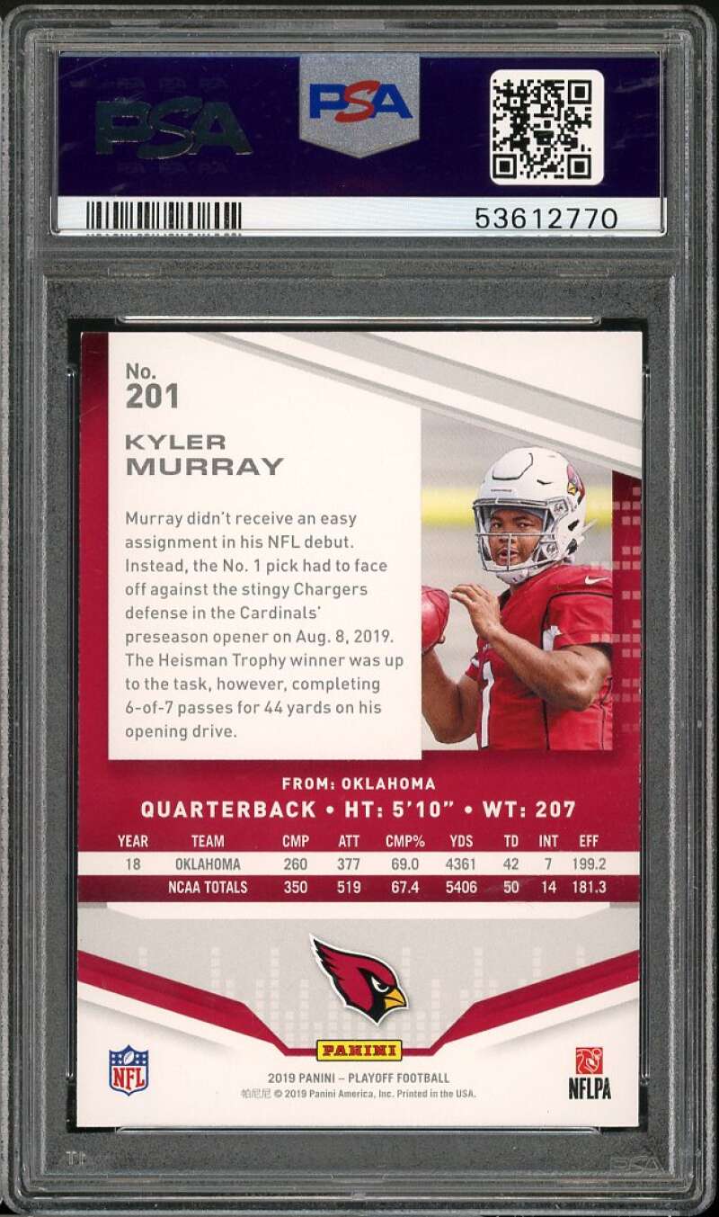 Kyler Murray Rookie Card 2019 Panini Playoff #201 PSA 8 Image 2