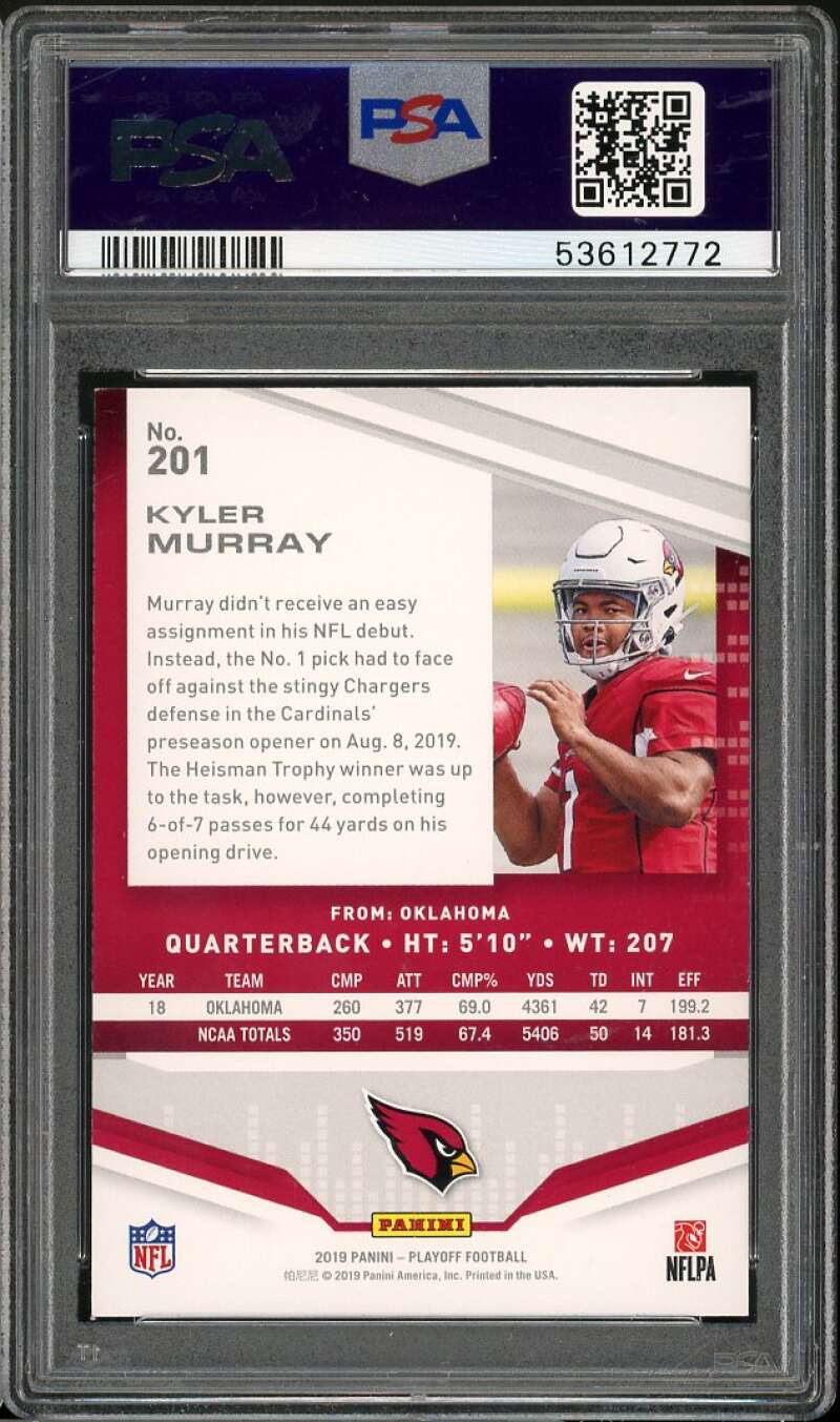 Kyler Murray Rookie Card 2019 Panini Playoff #201 PSA 8 Image 2