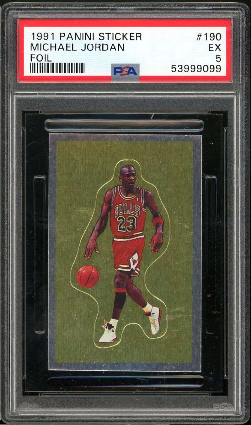 Michael Jordan Card 1991 Panini Sticker Foil #190 PSA 5 Image 1