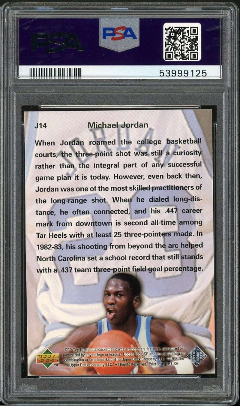 Michael Jordan Card 1998-99 SP Top Prospects Phi Beta Jordan #J14 PSA 8 Image 2