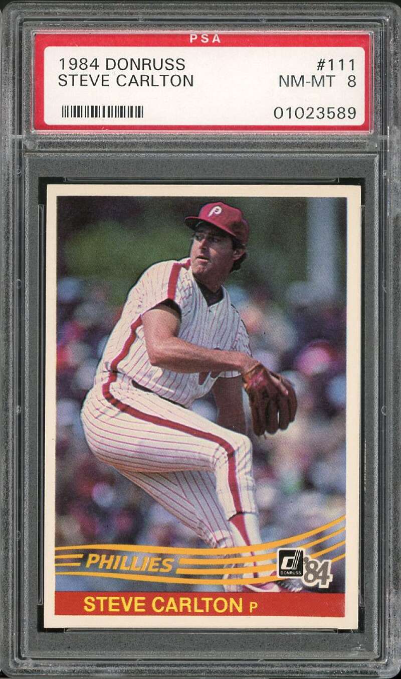 Steve Carlton Card 1984 Donruss #111 PSA 8 Image 1