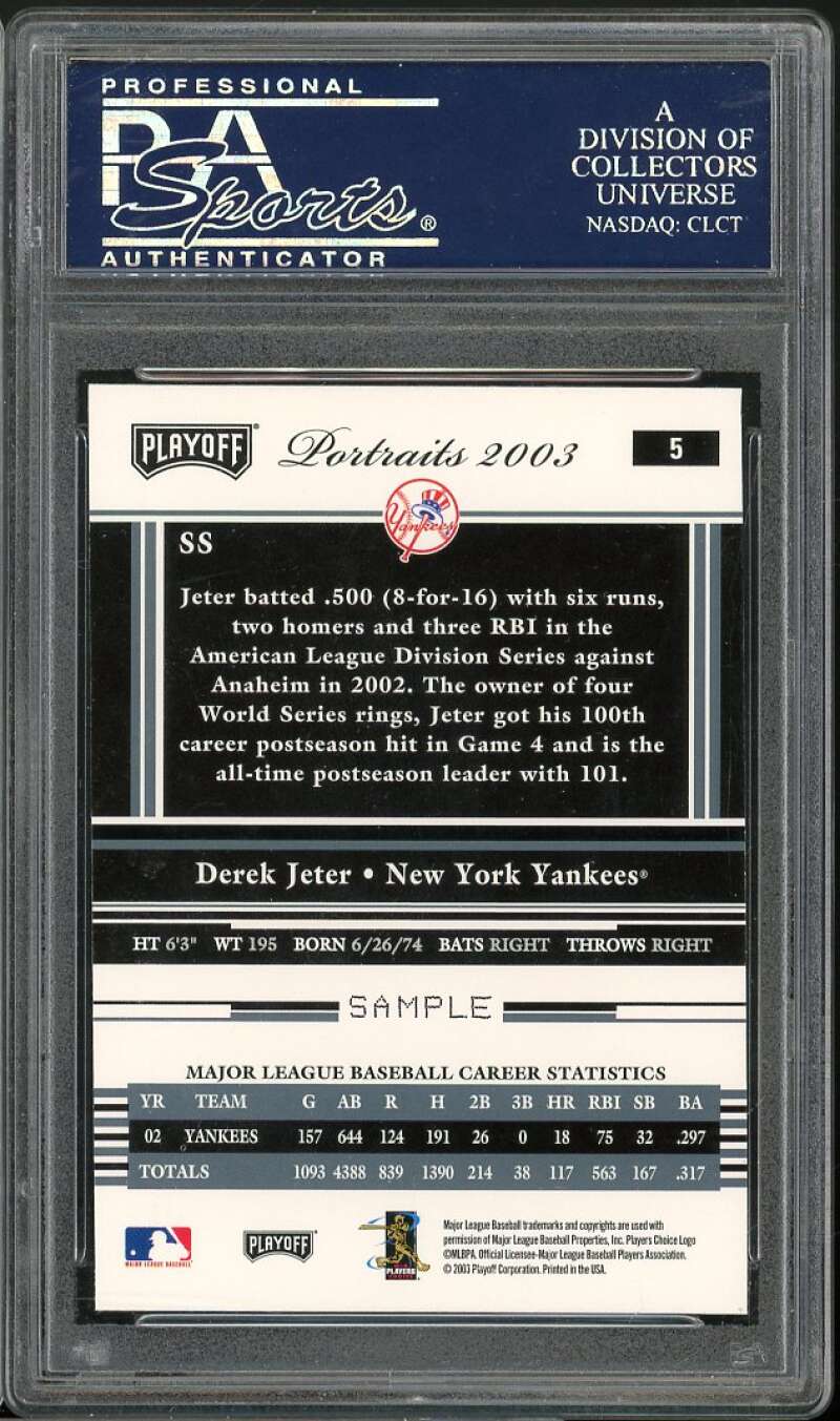 Derek Jeter Card 2003 Playoff Portraits Sample #5 PSA 7.5 Image 2