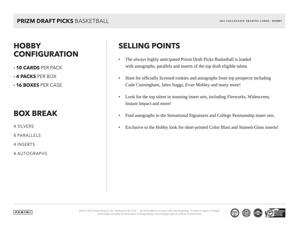 2021-22 Panini Prizm Draft Picks Basketball Hobby Box Image 6