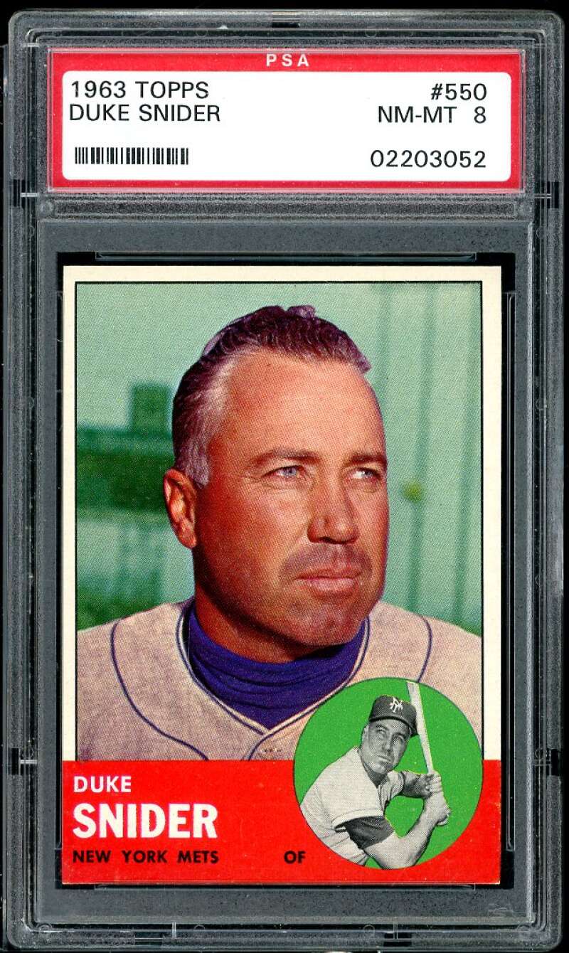 Duke Snider Card 1963 Topps #550 PSA 8 Image 1