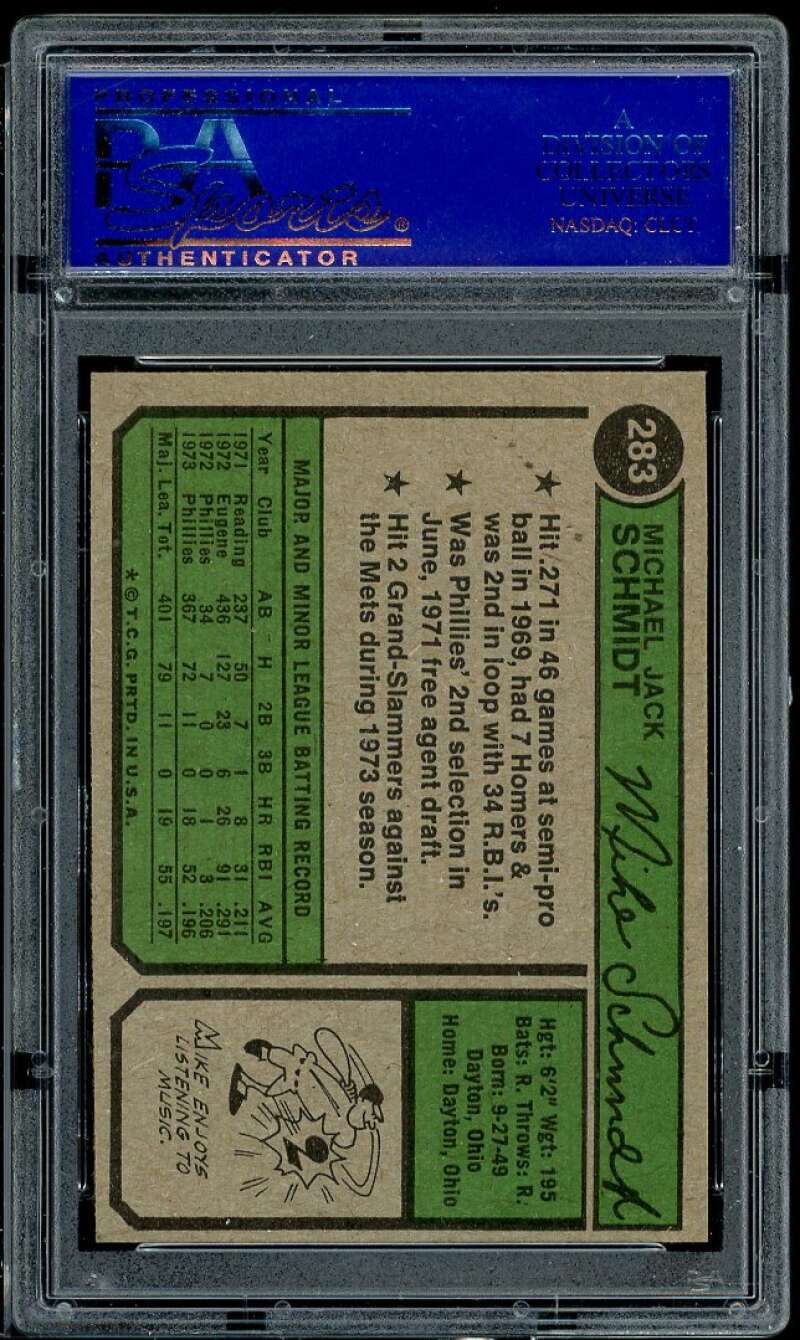 Mike Schmidt Card 1974 Topps #283 PSA 9 (centered)