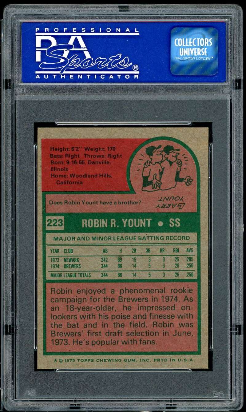 Robin Yount Rookie Card 1975 Topps Mini #223 PSA 8 (centered) Image 2