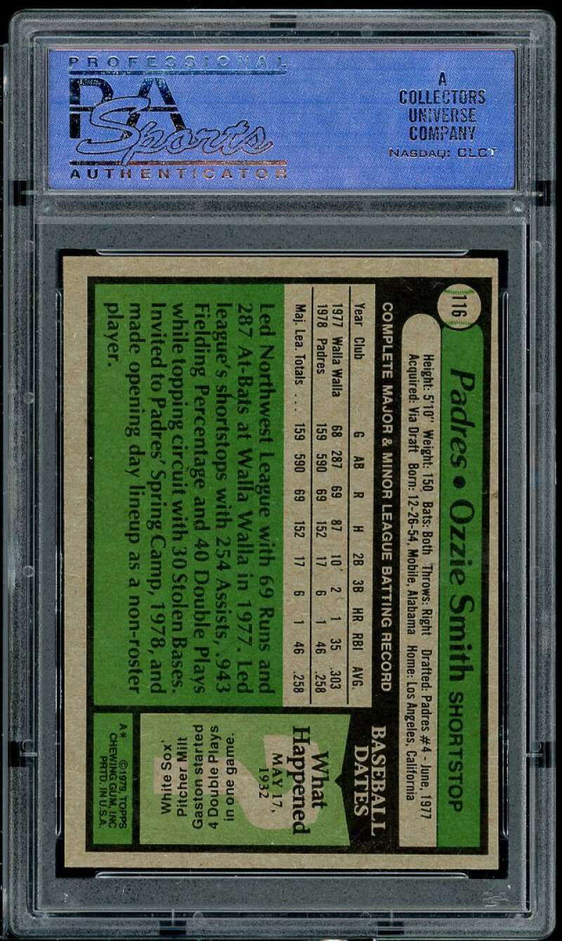 Ozzie Smith Rookie Card 1979 Topps #116 PSA 8 (centered) Image 2