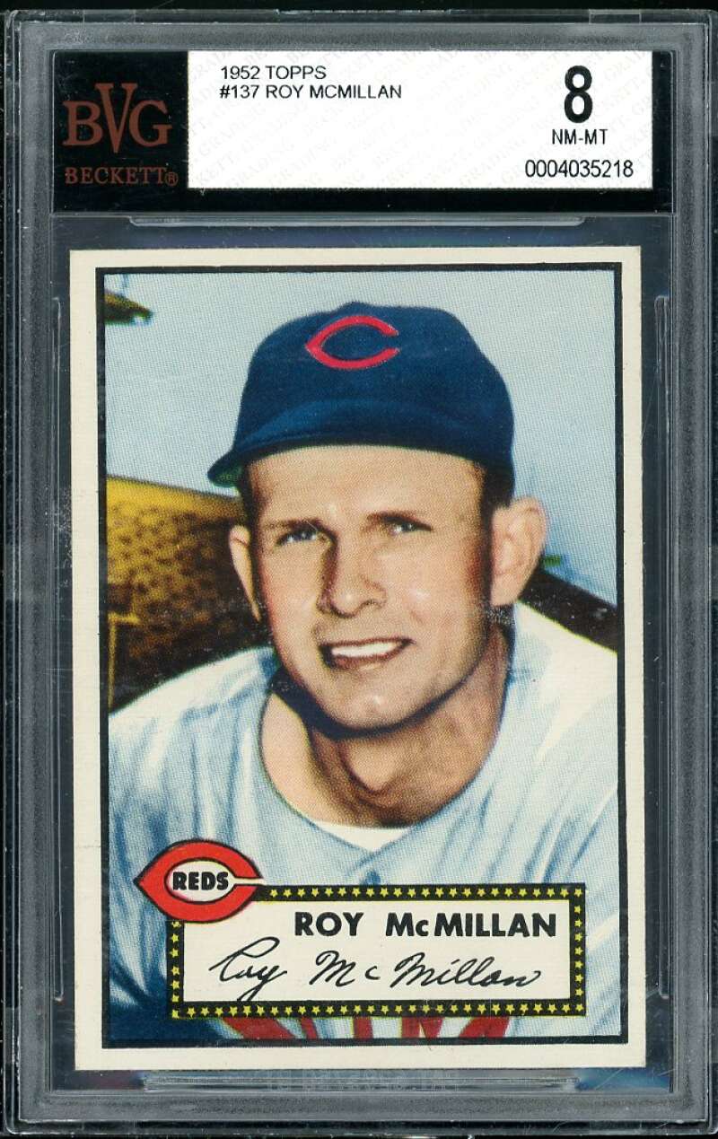 Roy McMillan Rookie Card 1952 Topps #137 (pop 1) BGS BVG 8 Image 1