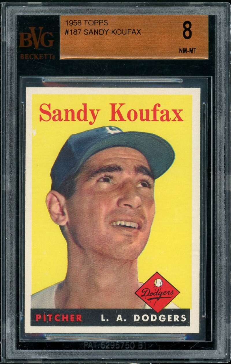 Sandy Koufax Card 1958 Topps #187 BGS BVG 8 (8 7.5 8.5 8.5) Image 1