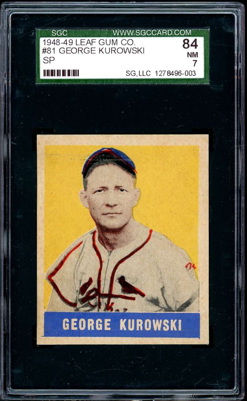 George Kurowski SP Card 1949 Leaf #81 (pop 1) SGC 84 NM 72500 Image 1