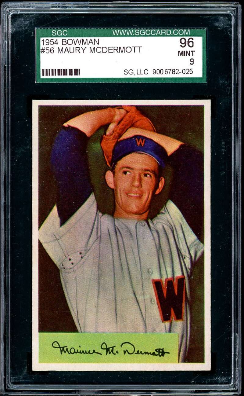 Maury McDermott Card 1954 Bowman (pop 1) #56 SGC 96 MINT 9 Image 1