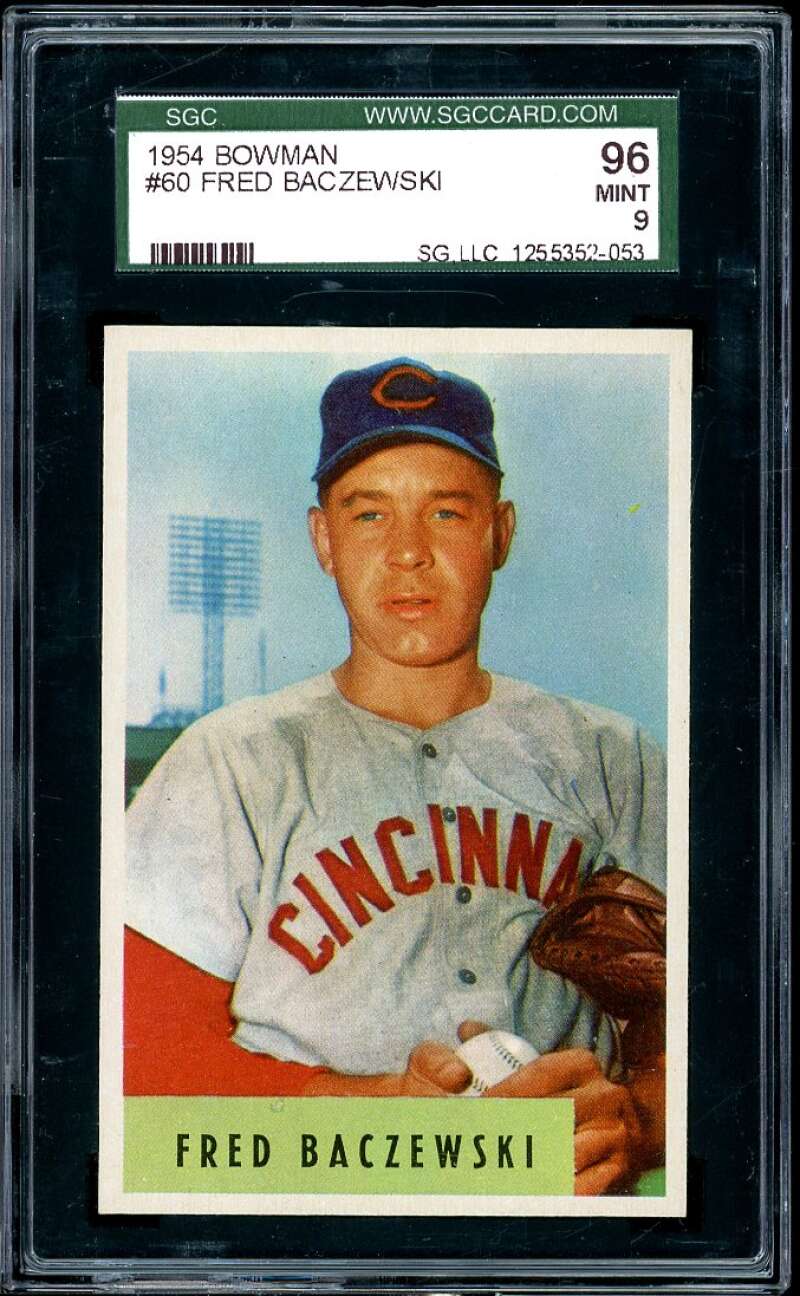 Fred Baczewski Rookie Card 1954 Bowman (pop 2) #60 SGC 96 MINT 9 Image 1