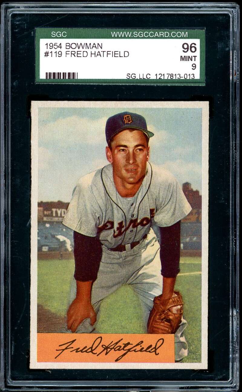 Fred Hatfield Card 1954 Bowman (pop 2) #119 SGC 96 MINT 9 Image 1