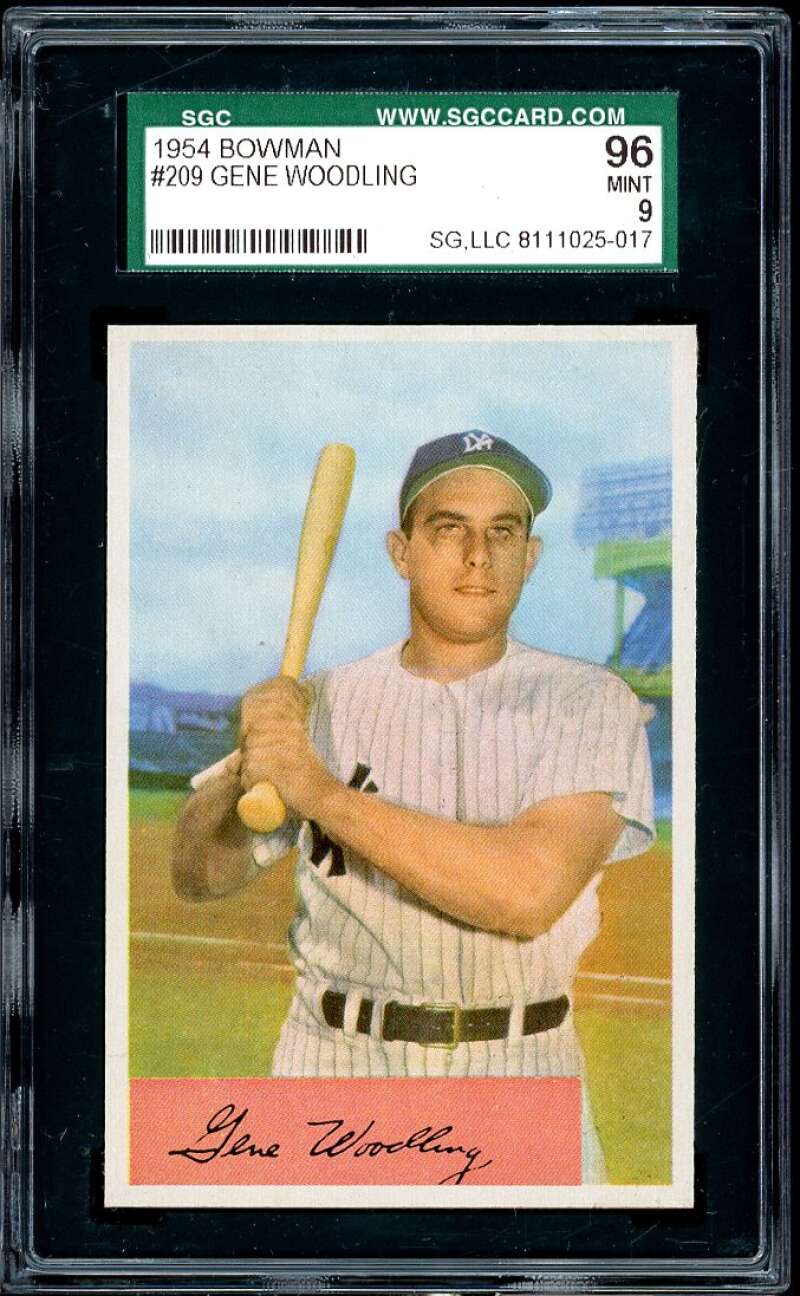 Gene Woodling Card 1954 Bowman #209 SGC 96 MINT 9 Image 1