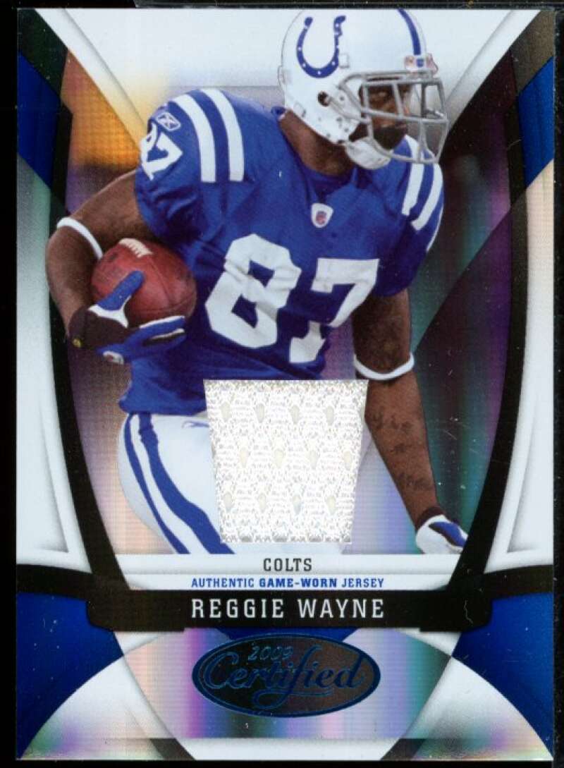 Reggie Wayne Card 2009 Leaf Certified Materials Mirror Blue Jersey #57  Image 1