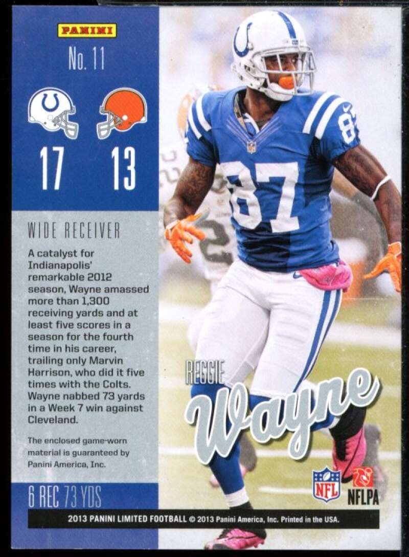 Reggie Wayne Card 2013 Limited Game Day Materials #11  Image 2