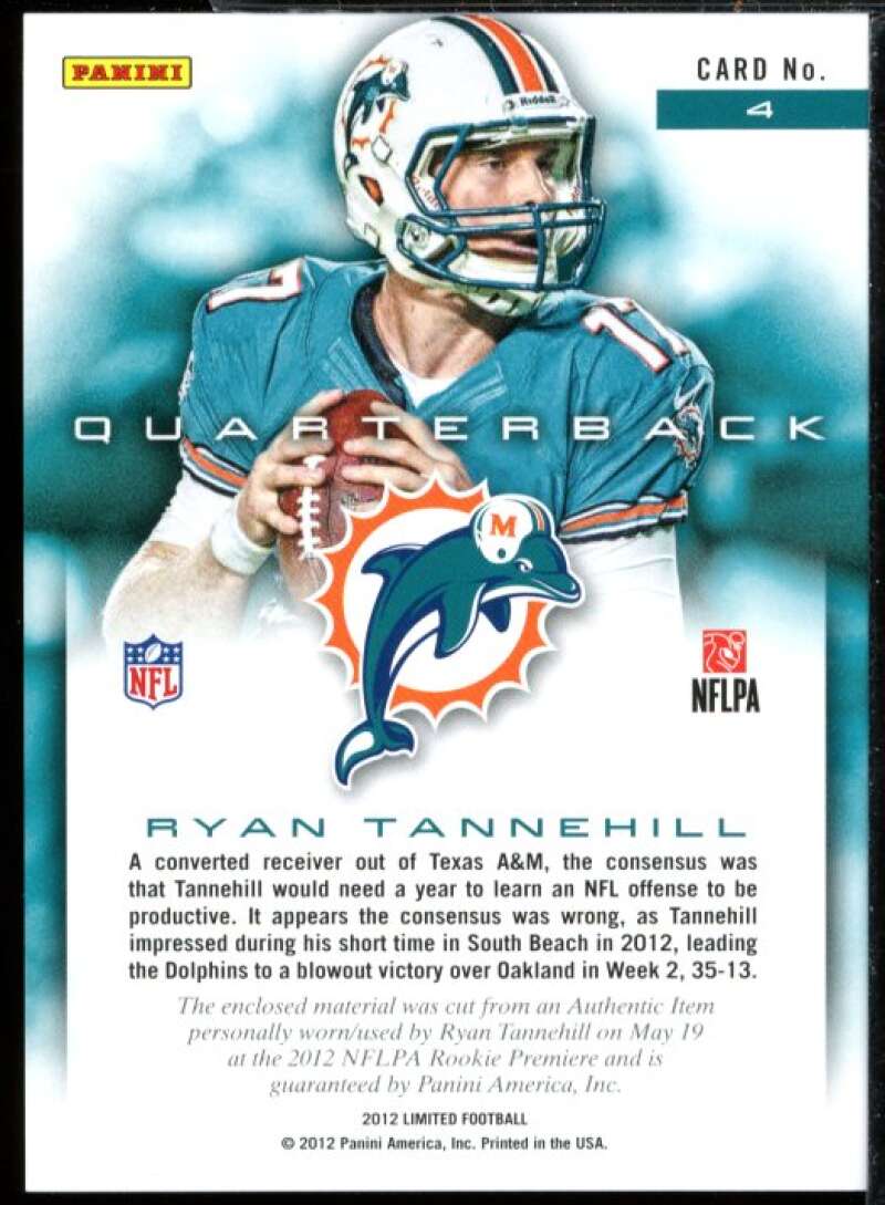 Ryan Tannehill Card 2012 Limited Rookie Jumbo Jersey #4  Image 2