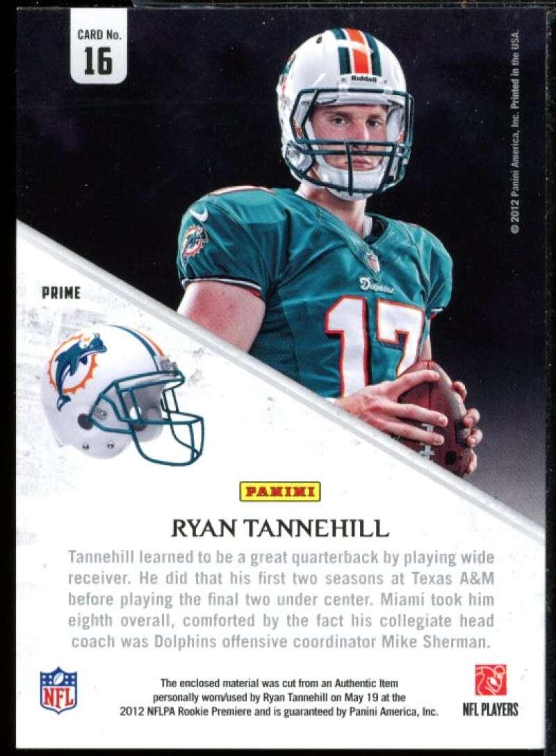 Ryan Tannehill Card 2012 Rookies and Stars Rookie Collection Jersey Prime #16  Image 2