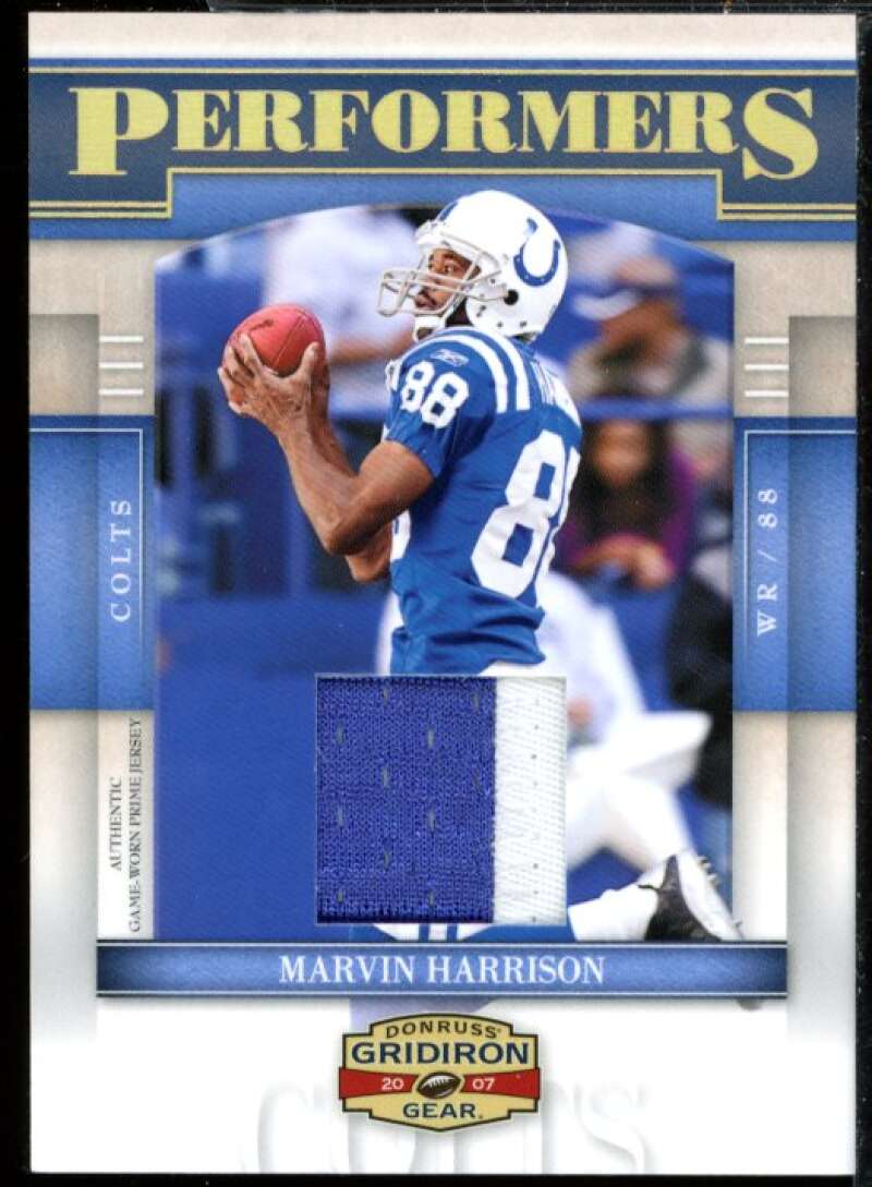 Marvin Harrison Card 2007 Gridiron Gear Performers Jersey Prime #37  Image 1