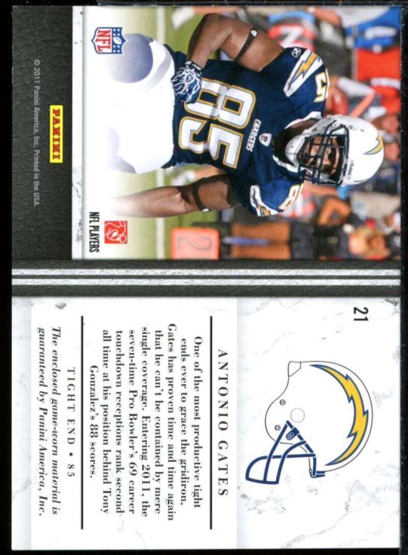 Antonio Gates Card 2011 Limited Jumbo Jerseys Jersey Number Materials #21  Image 2