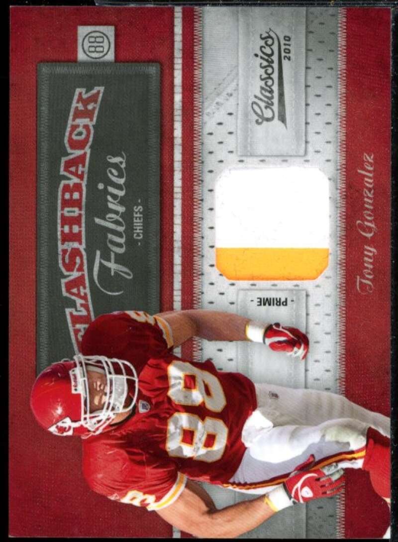 Tony Gonzalez Card 2010 Classics Flashback Fabrics Jersey Prime #2  Image 1