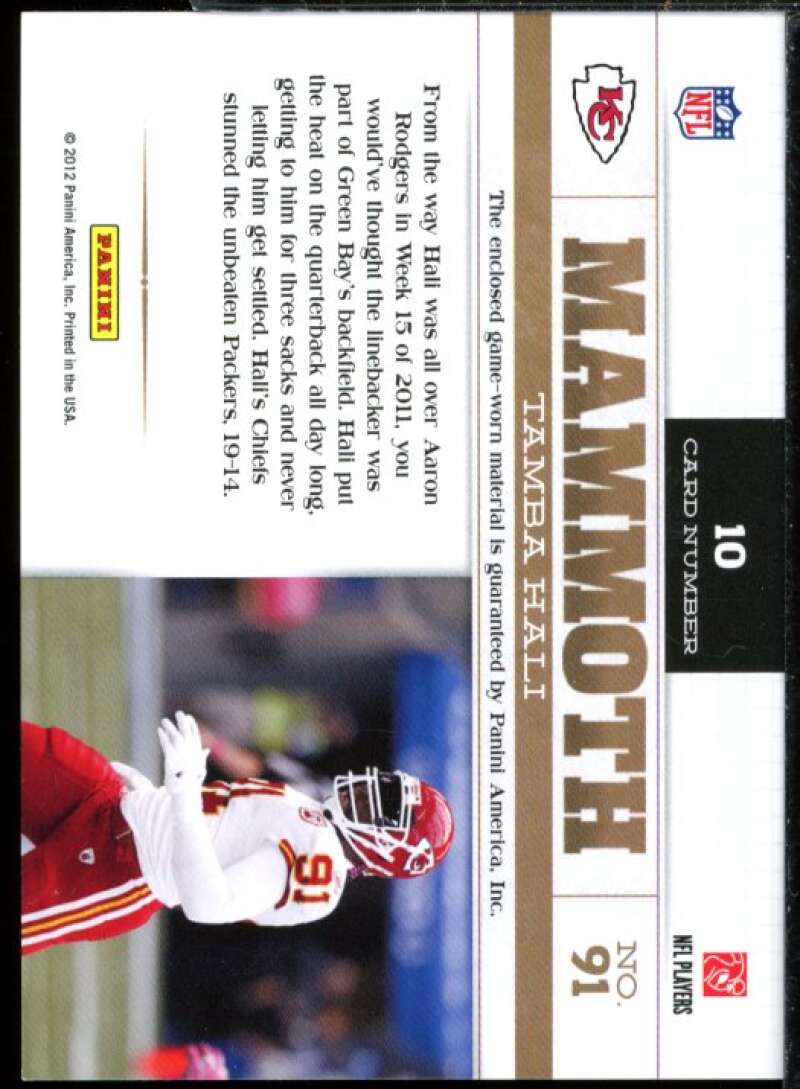 Tamba Hali Chiefs Card 2011 Panini Playbook Mammoth Materials Jersey #10  Image 2