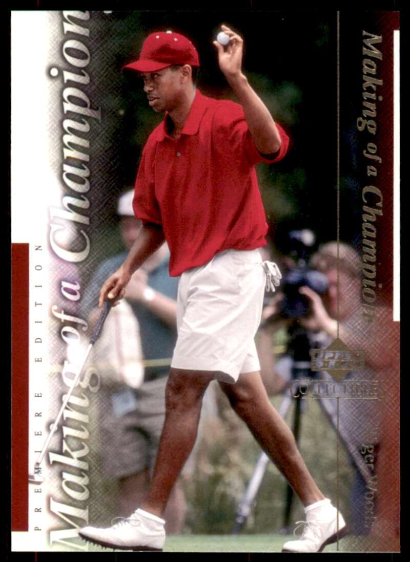 Tiger Woods Rookie Card 2001 Upper Deck Premier Edition Making of a Champion #7 Image 1