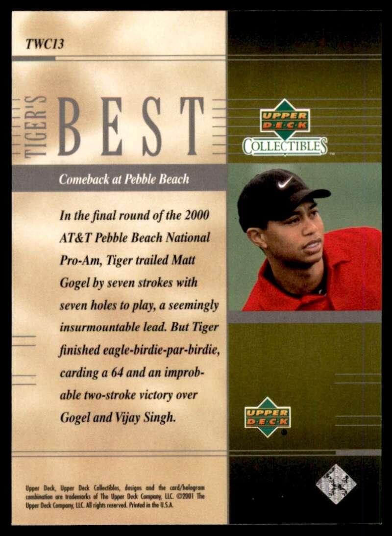 Tiger Woods Rookie 2001 Upper Deck Tiger's Best Comeback at Pebble Beach #13 Image 2